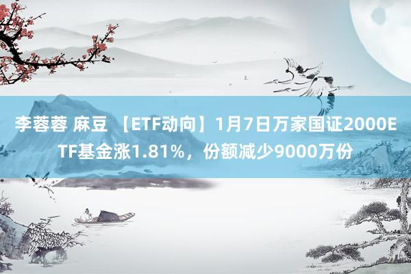 李蓉蓉 麻豆 【ETF动向】1月7日万家国证2000ETF基金涨1.81%，份额减少9000万份